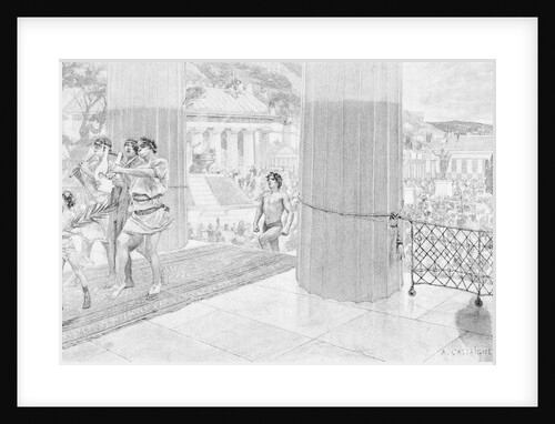 Print Showing a Victor of Ancient Olympic Games Entering the Temple of Zeus by Andre Castaigne