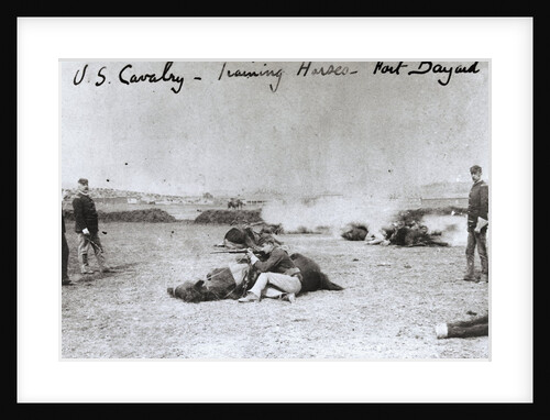American Cavalry Men with Horses as Shields During Weapon Firing by Anonymous