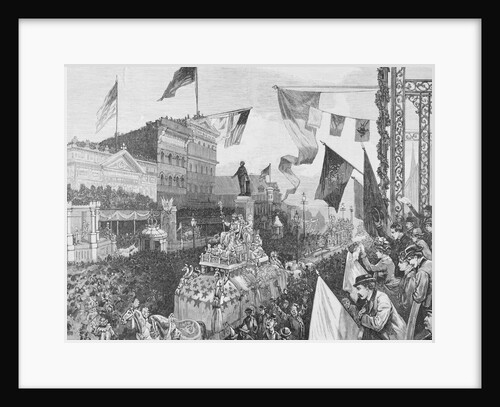 Illustration Crowd and Float in the Mardi Gras by Anonymous