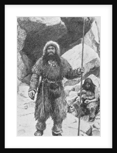 Cave Man Holding Staff by Anonymous