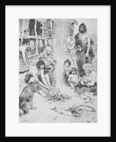 Prehistoric Family Surrounding Fire by Anonymous