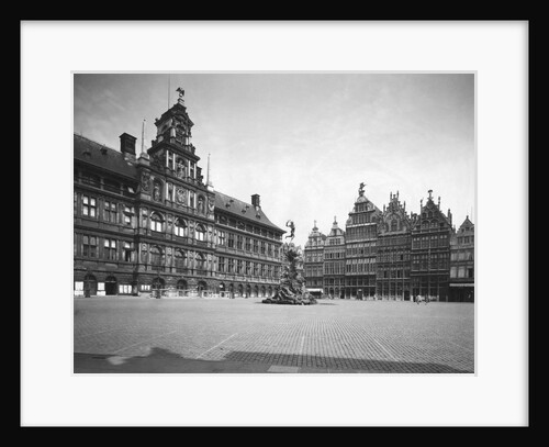 Town Center with Exquisite Buildings and Center Sculpture by Anonymous