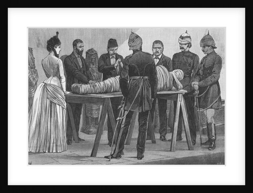 Drawing of Scientist with Mummy on Table by Anonymous