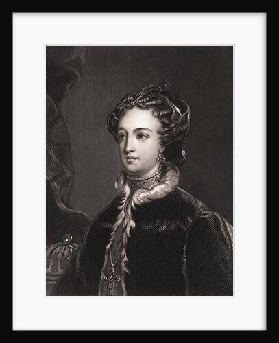 Drawing of Mary Stuart in Outerwear and Boarding Boat by Anonymous