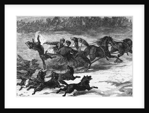 Illustration of Wolves Chasing Sleigh by Anonymous