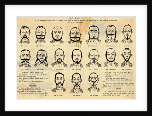 Illustration Depicting Facial Hair Shaped Like Alphabet by Anonymous