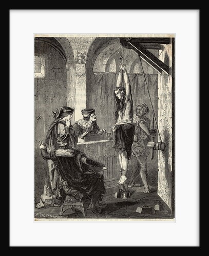 Illustration of Woman Being Tortured by E. Deschamps