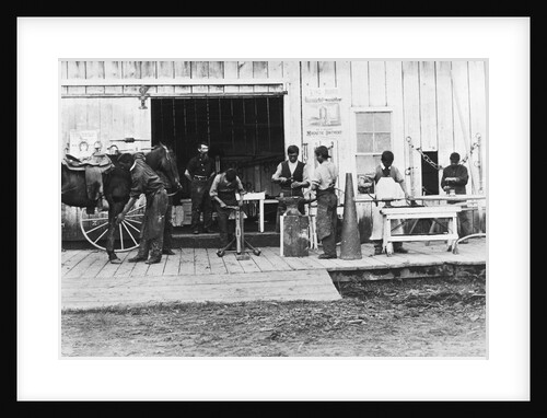 Native Americans Working on Blacksmith Equipment by Anonymous