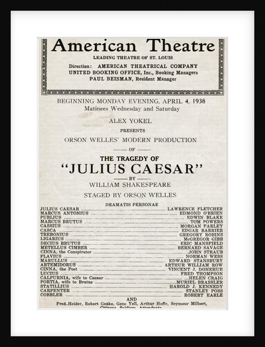 Showbill From Julius Ceaser by Anonymous