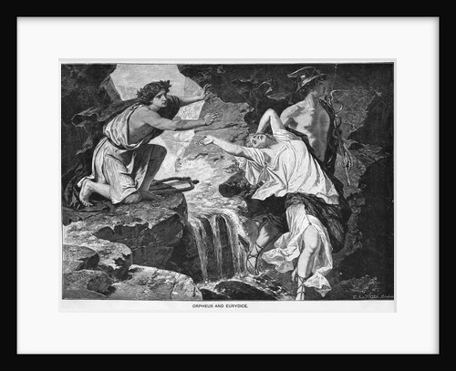 Engraving of Orpheus Reaching for Eurydice by Anonymous