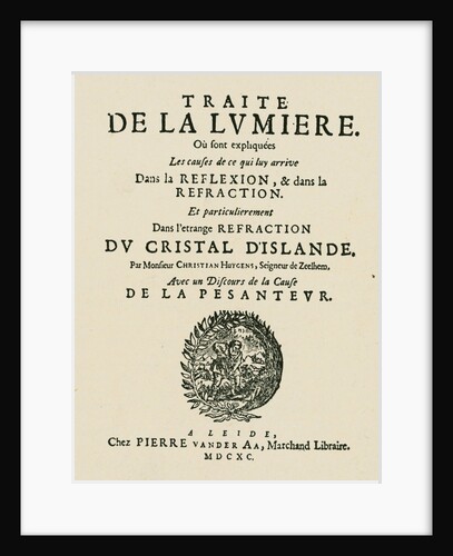 Title Page from Book by Christiaan Huygens