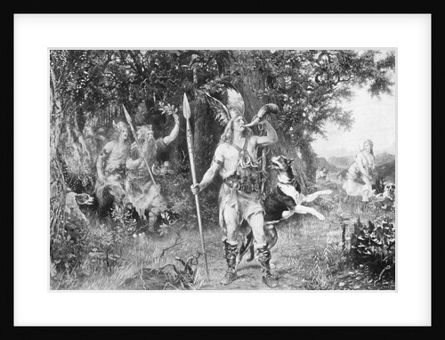 Roman Horseman Sounding Horn in Woodlands by Anonymous