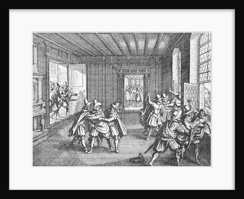 Illustration of Royal Commissioners Thrown Out Window by Anonymous