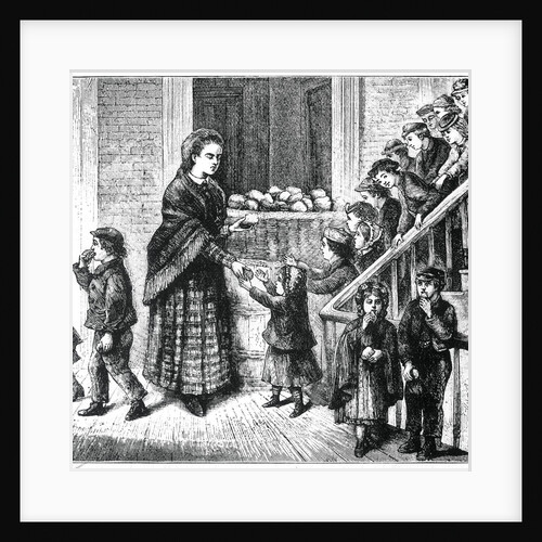Illustration of Impoverished Children Receiving Food by Anonymous