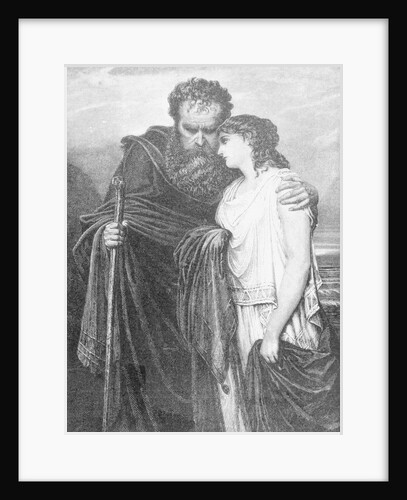 Drawing of Mythological Characters Oedipus and Antigone Embracing by Anonymous