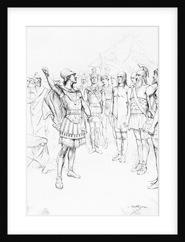 Illustration Showing Alexander The Great Speaking to His Soldiers by Anonymous