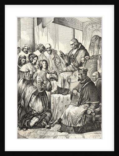 Sweden's Queen Christina Bowing to Priest by Anonymous