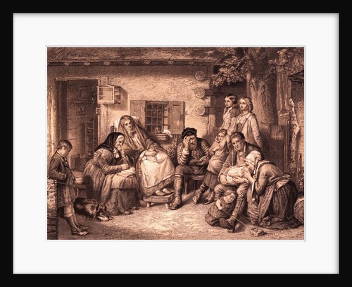 Family Huddled at Home by Anonymous
