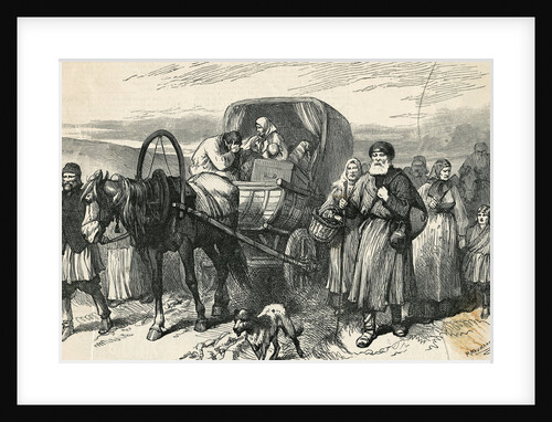 Engraving of Russian Caravan with Migrating Peasants by P. Naumann