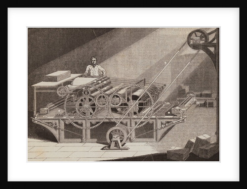 Man Operating Steam Printing Machine by Anonymous