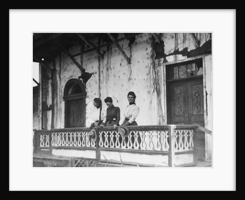 Three Young Women on Veranda of Pico Hacienda by Anonymous