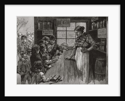 Storekeeper Watching Young Children Roll Dice for Treats by Anonymous
