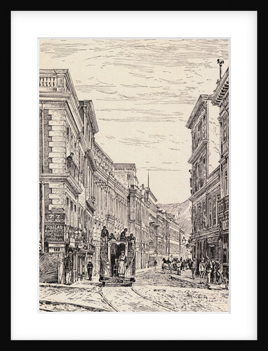 Pedestrians and Trolley Car on Chilean Street by Anonymous