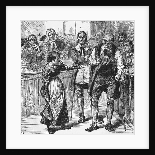 Young Woman Holding Her Dress While Speaking in Courtroom by Anonymous