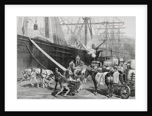 Dock Workers Loading Horse Drawn Goods to Ship by Anonymous