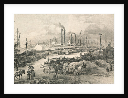 Busy Dock Scene of an Early Louisiana Port by Anonymous