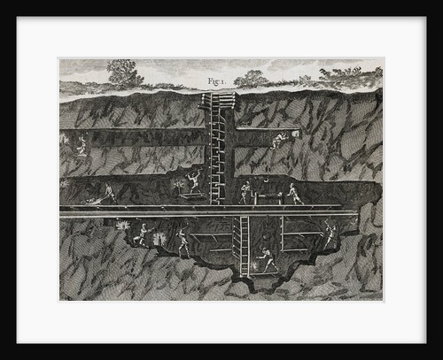 Men Working Inside French Mineralogical Mining Shaft by Anonymous