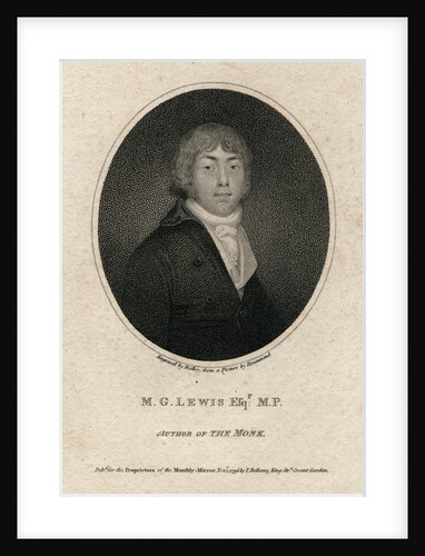 Portrait of English Novelist Matthew Gregory Lewis Author of The Monk by Anonymous