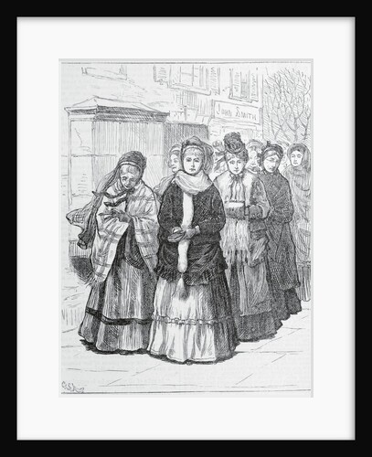 Drawing of Women Crusaders Marching in Street by Anonymous