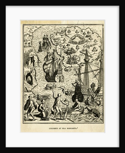 Illustration of Columbus at Isla Margarita by Anonymous