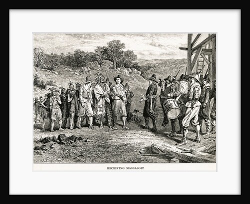 Pilgrims Receiving Massasoit by Anonymous