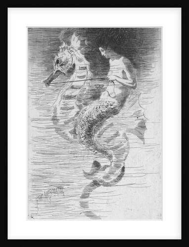 Illustration of Mermaid Riding Seahorse by Anonymous