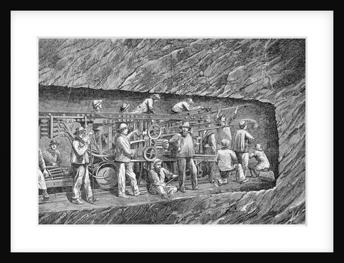 Engraving of Men Digging Tunnel with Tools by Anonymous
