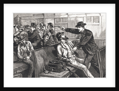 Illustration of Train Robbery in Progress by Anonymous
