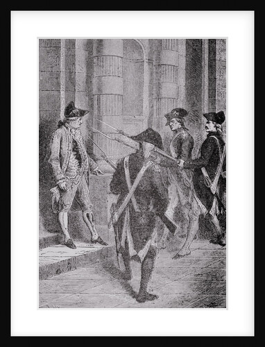 Soldiers Pointing Bayonets Before King by Anonymous