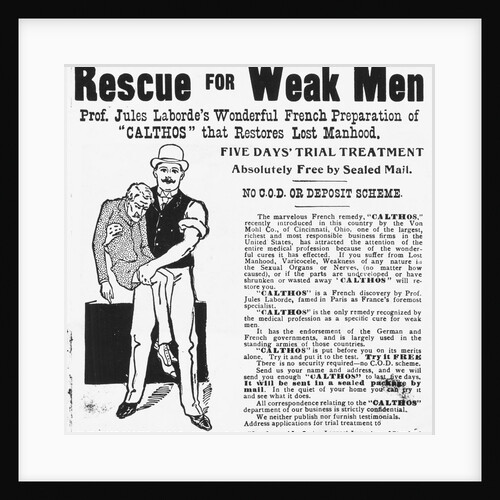 Advertisement for Product Which Helps Weak Men by Anonymous