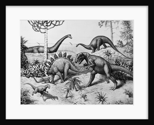 Painting of Dinosaurs by Ernest Untermann