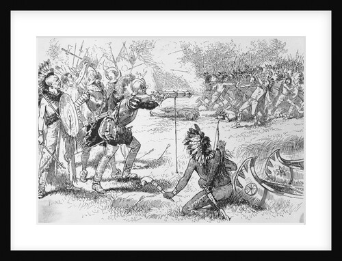 Illustration of Native Americans Fighting with Samuel de Champlain Party by Anonymous