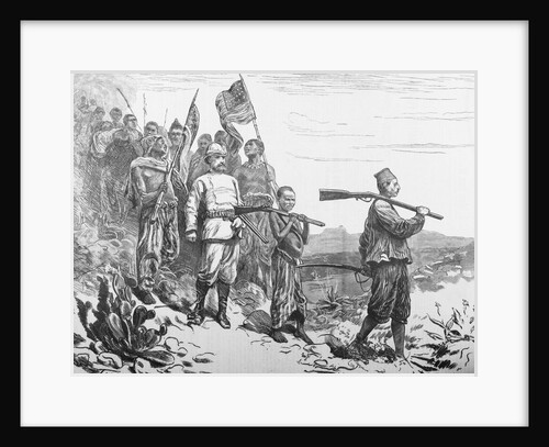 Illustration of Sir Henry Morton Stanley and His Party Crossing Terrain by Anonymous