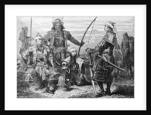 Japanese Warrior Yoshitsulne Minamoto and His Men Outdoors by Anonymous