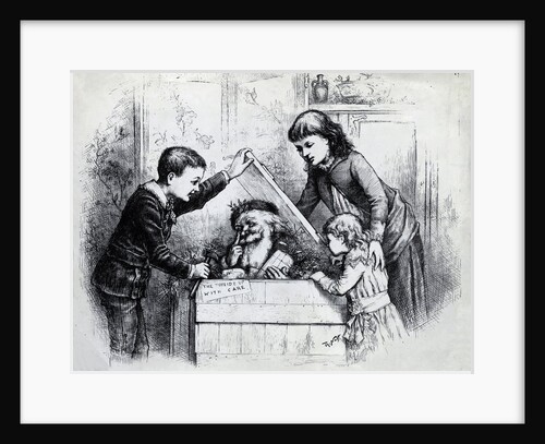 Engraving of Santa Clause Inside Box by Anonymous