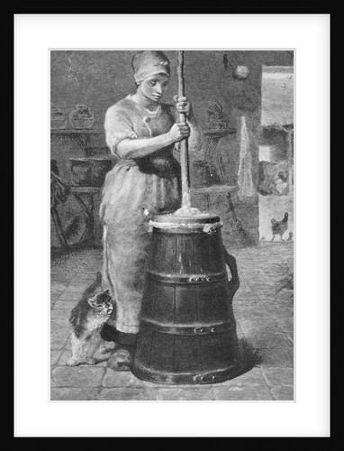 Woman Churning Butter by Anonymous
