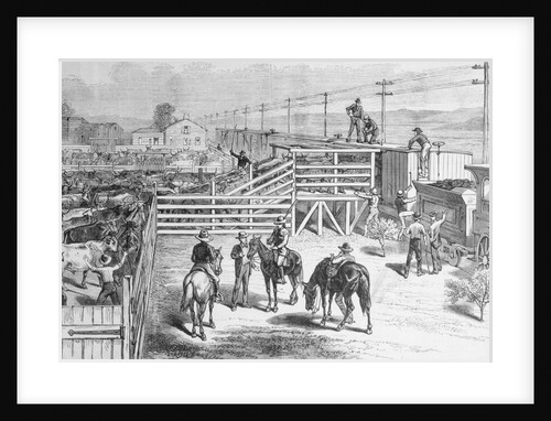 Herders Gathering Cattle for Shipment on Train by Anonymous