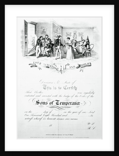 Early Document of Membership for Sons of Temperance by Anonymous