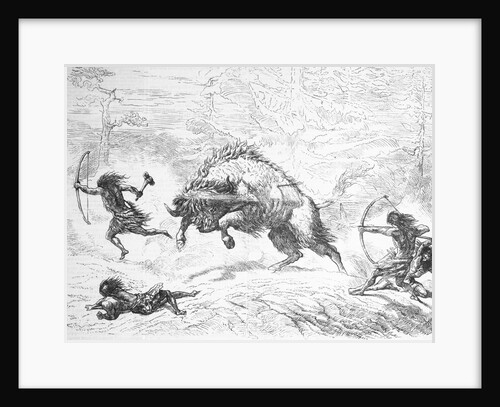 Prehistoric Men Hunting Oxen by Anonymous