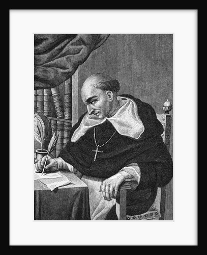 Etching of Bartolome de Las Casas at Work by Anonymous
